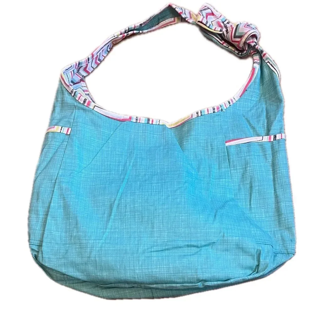 Thirty One Chevron Patterned Multicolor Blue Green Pink Hobo Bag
